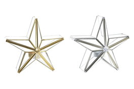 DKD Home Decor Portavelas de Metal y Cristal con Estrella, Surtido de 2 Unidades