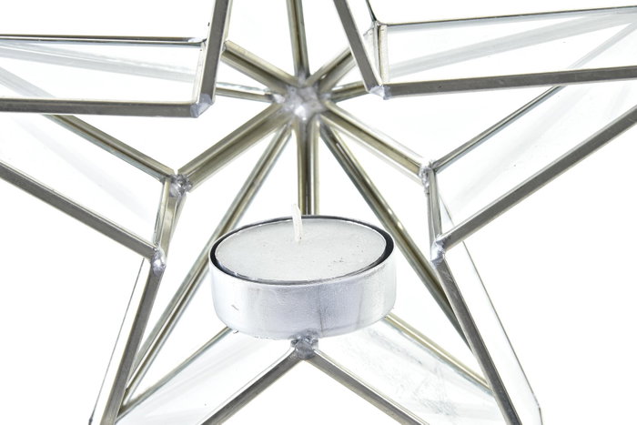 DKD Home Decor Portavelas de Metal y Cristal con Estrella, Surtido de 2 Unidades
