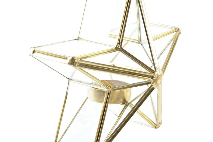 DKD Home Decor Portavelas de Metal y Cristal con Estrella, Surtido de 2 Unidades