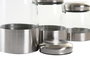 DKD Home Decor Set de 3 Botes de Cristal e Inox Plateado