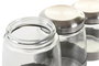 DKD Home Decor Set de 3 Botes de Cristal e Inox Plateado