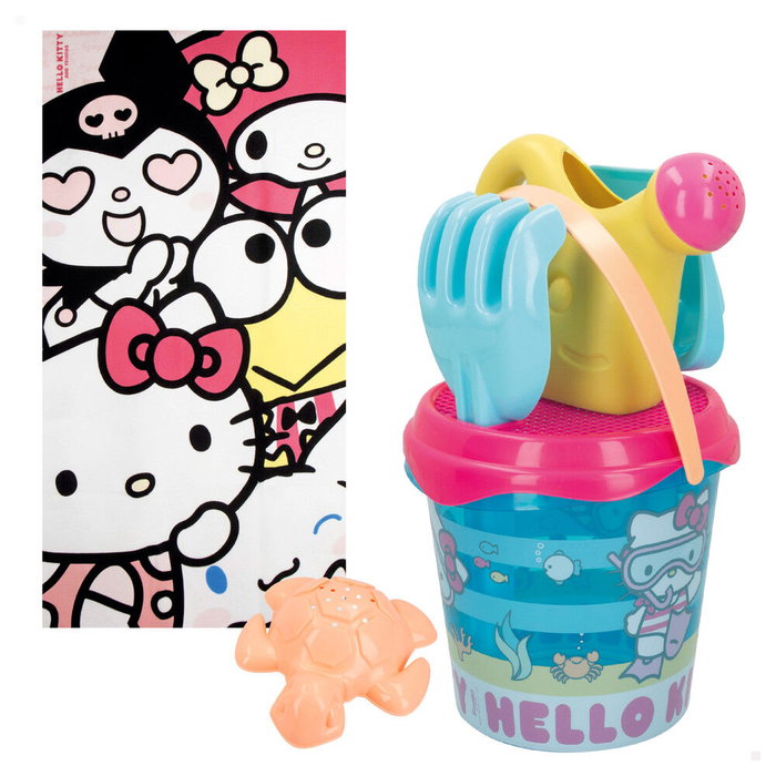 Sanrio Set Playa Hello Kitty 7 Piezas Cubo Toalla Bolsa +18 Meses 70x140cm