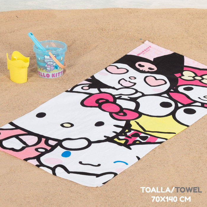 Sanrio Set Playa Hello Kitty 7 Piezas Cubo Toalla Bolsa +18 Meses 70x140cm