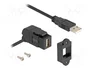 DeLOCK 67151 Módulo Keystone USB 2.0 Tipo-A Hembra 45° a Tipo-A Macho con Cable 30 cm