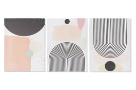 DKD Home Decor Set de 3 Cuadros Lienzo Abstracto Multicolor 30x1,8x40 cm