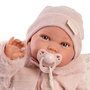 Muñecas Antonio Juan Muñeca Recién Nacida Pipa Invierno 33392, 42 cm, Relleno de Bolitas, Viste de Rosa con Pelele y Gorro, Idiomas: Español, English, Francés, Alemán, Portugués