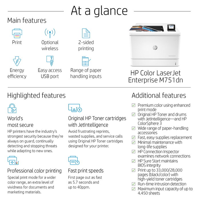 HP Color LaserJet Enterprise M751dn T3U44A Impresora Láser Color A3, Dúplex Automático, 41 ppm