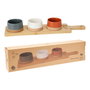Excellent Houseware Set Aperitivos con 3 Boles de Cerámica y Tabla de Bambú 48 x 12 x 1,5 cm