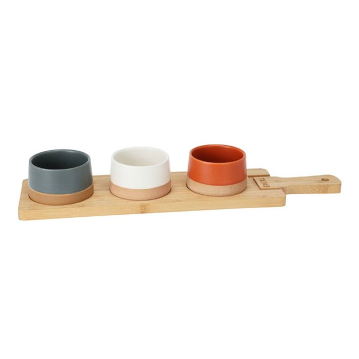Excellent Houseware Set de aperitivos con 3 boles y tabla de bambú
