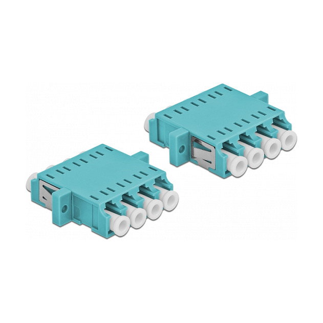 DeLOCK Acoplador de Fibra Óptica LC Quad Hembra a LC Quad Hembra Multimodo Azul Claro