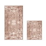 Mijölnir 510610 Juego de Alfombras de Baño de Poliéster con Base Antideslizante y Antibacteriana 50x60 cm y 60x100 cm Color Polvo