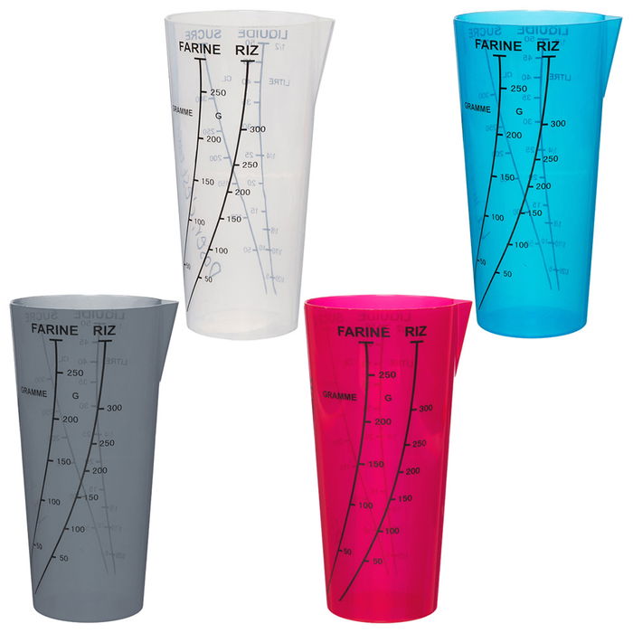 Lily Cook Vaso Medidor Translúcido con Pico Vertedor para Medir Ingredientes, Colores Surtidos, 8.5x8x16.2 cm