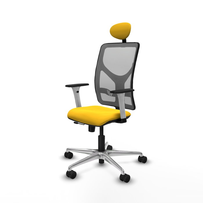 PIQUERAS Y CRESPO Silla de oficina Motilla con mecanismo Sincro/Traslack, Similpiel Amarillo y Malla Gris PIQUERAS Y CRESPO Silla de oficina Motilla con mecanismo Sincro/Traslack, Similpiel Amarillo y Malla Gris
