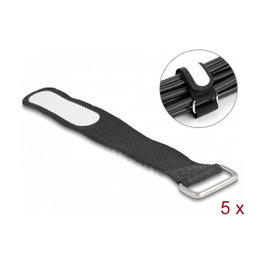 DeLOCK Brida autoadherente con lazo y campo de etiquetado 127 x 20 mm Negro, 5 piezas