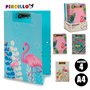 Pincello Carpeta con Pinza y Goma A4 Flamencos Surtidos 32 x 23 x 2 cm (Set de 36)