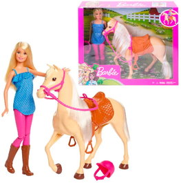 Barbie con caballo y accesorios de equitación FXH13