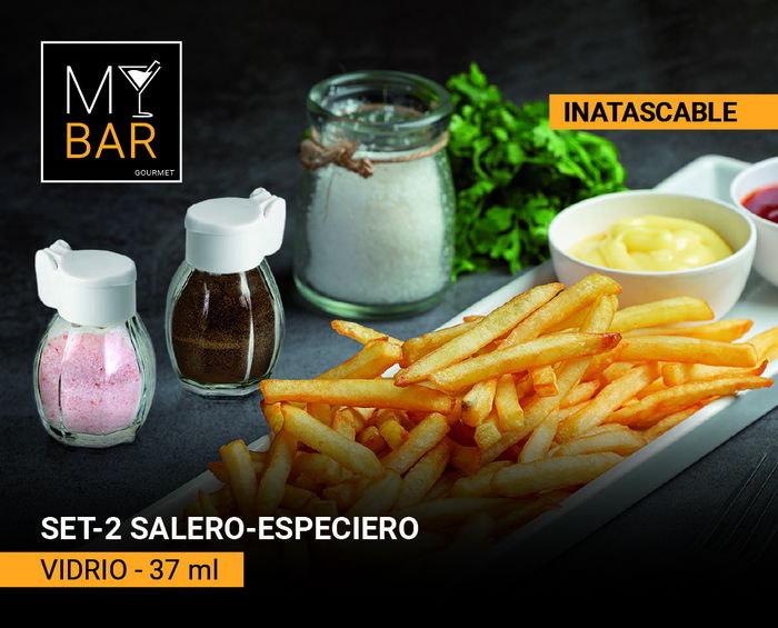 Inde Set 2 Saleros Vidrio Tapa Inatascable 37 ml (24 Unidades)