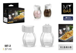 Inde Set 2 Saleros Vidrio Tapa Inatascable 37 ml (24 Unidades)