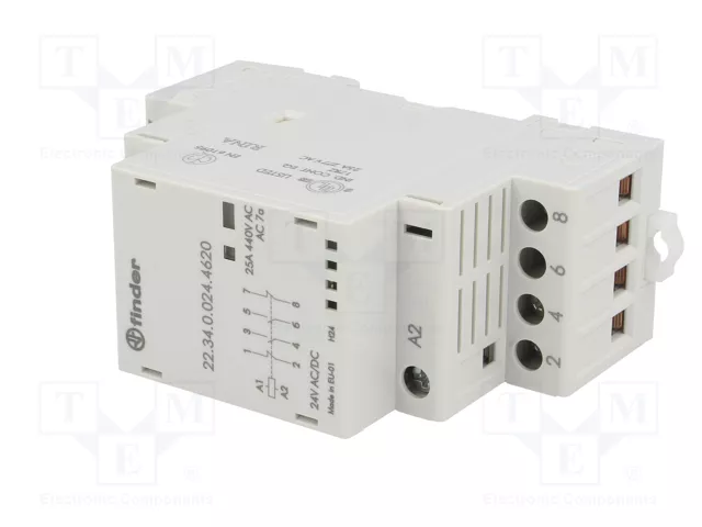 FINDER Contactor 4-polar de instalación 25A 24VAC/24VDC Serie 22