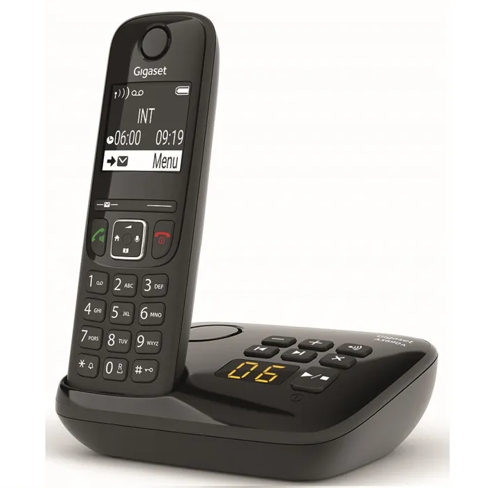 Gigaset AS690 A Negro Teléfono Fijo con Contestador Automático y Manos Libres, Pantalla Ultraleible, Directorio 100 Contactos, Diseñado en Alemania Gigaset AS690 A Negro Teléfono Fijo con Contestador Automático y Manos Libres, Pantalla Ultraleible, Directorio 100 Contactos, Diseñado en Alemania