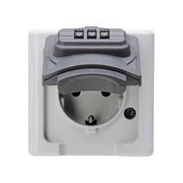 Kopp Base fija 2p+t tipo f superficie gris 16a 250v~ con cerradura de combinación