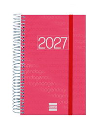 Finocam Agenda Anual 2027 Spiral Basic con tapa de PP y goma, Rojo