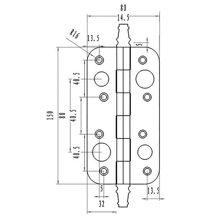 AVL Bisagra de Seguridad 150 x 80 mm Níquel Mate Redonda