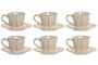 DKD Home Decor Set de Café Liangfeng 26 de Gres y Acacia Beige, 6 Piezas