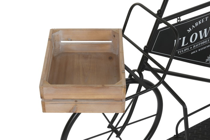 DKD Home Decor Expositor de Metal y Madera Bicicleta Negro
