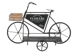 DKD Home Decor Expositor de Metal y Madera Bicicleta Negro