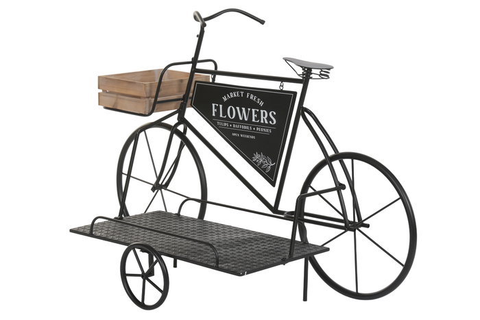 DKD Home Decor Expositor de Metal y Madera Bicicleta Negro