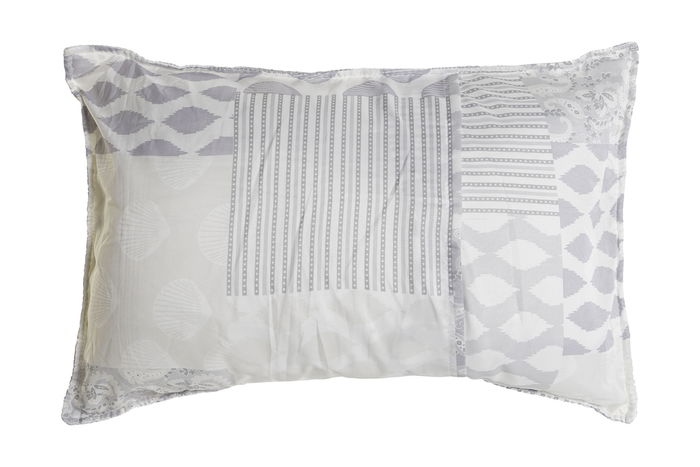 DKD Home Decor Cojin Patchwork Beige Gris Poliester 60 x 10 x 40 cm