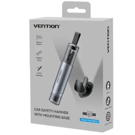 Vention Martillo de seguridad 2 en 1 para coche con cortacinturón de emergencia KRUH0