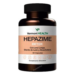 VERMONT HEALTH Hepazime 60 Cápsulas con Alcachofa, Cúrcuma y Diente de León para Mantenimiento Hepático