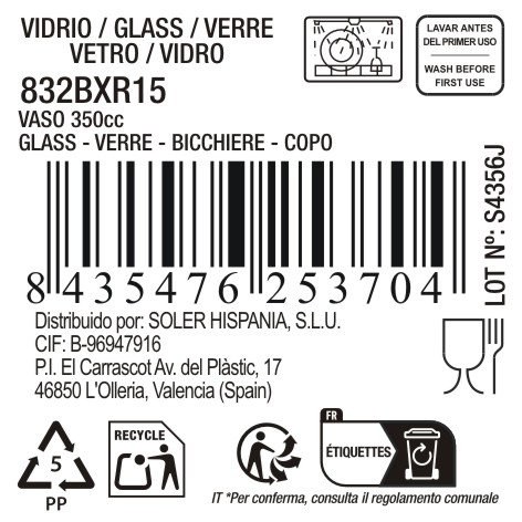 La Mediterranea Vaso Festo Luster 350 cc (36 Unidades)
