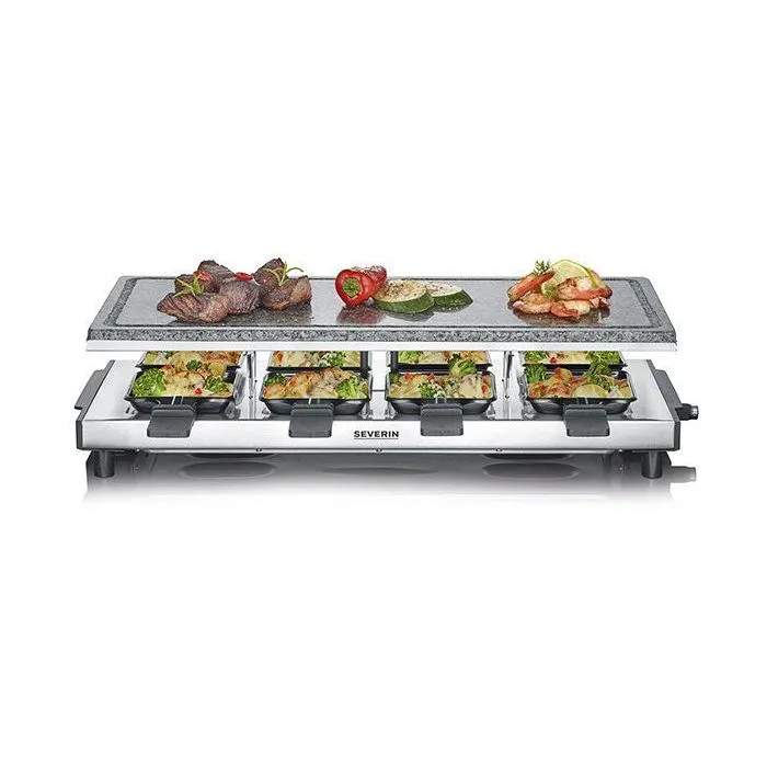 Severin Raclette Grill RG2374 para 8 Personas, Revestimiento Antihadherente, 1500 W, Color Negro