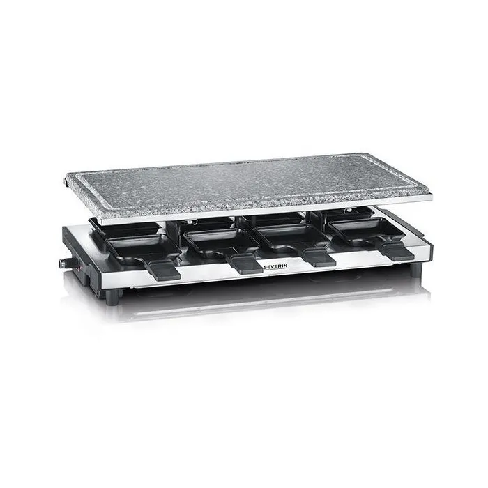 Severin Raclette Grill RG2374 para 8 Personas, Revestimiento Antihadherente, 1500 W, Color Negro