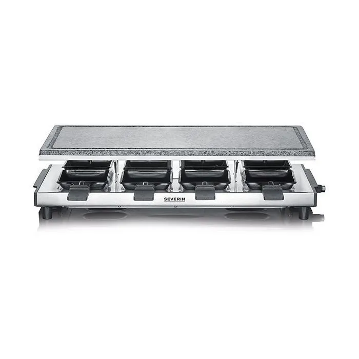 Severin Raclette Grill RG2374 para 8 Personas, Revestimiento Antihadherente, 1500 W, Color Negro