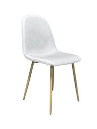 DKD Home Decor Set de 4 Sillas de Poliéster y Hierro Símil Madera Blanco y Marrón Claro