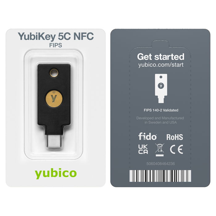 Yubico YubiKey 5C NFC FIPS Llave de Seguridad USB-C con NFC, Certificación FIPS 140-2