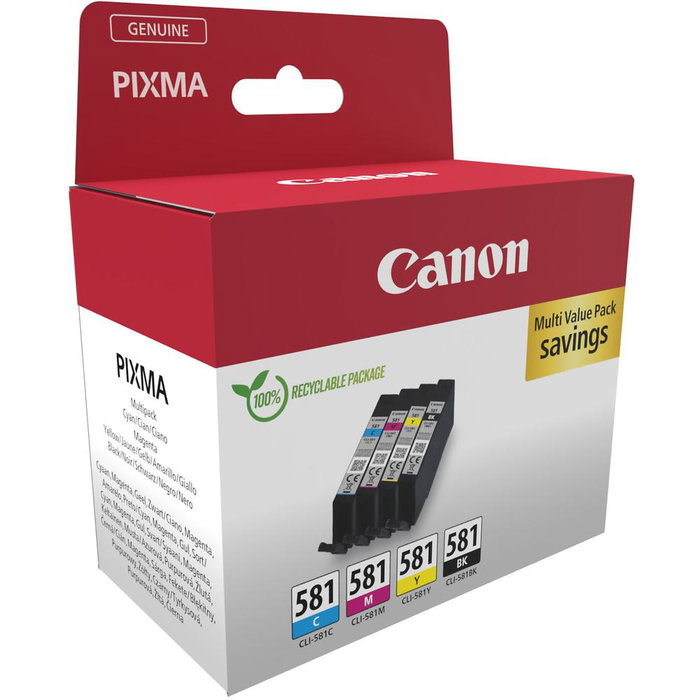 Canon 2103C006 - Pack de 4 Cartuchos de Tinta Original (Negro, Cian, Magenta, Amarillo) para Impresoras PIXMA TS, TR y MX Series