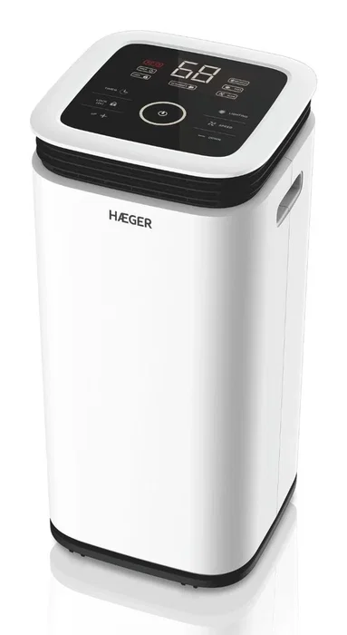Haeger DE-D16.013A Deshumidificador de Aire 16L/24h, Tanque 2.2L, 245W, 46dB (Silencioso), Blanco, para Habitaciones hasta 30m²