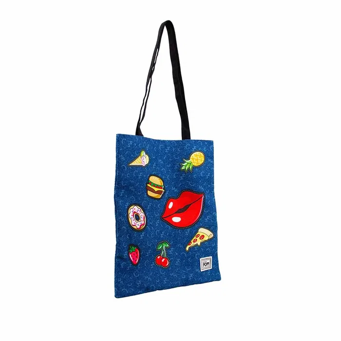 Oh My Pop Bolsa Tote Shopping Bag Patches Azul Oscuro Mujer Oh My Pop Bolsa Tote Shopping Bag Patches Azul Oscuro Mujer