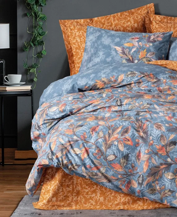 Juego de Cama 140 x 200 cm con 1 Funda Nórdica y 2 Fundas de Almohada 60 x 60 cm, 100% Algodón Reforzado, Color Mostaza, Modelo AUC8684282419686