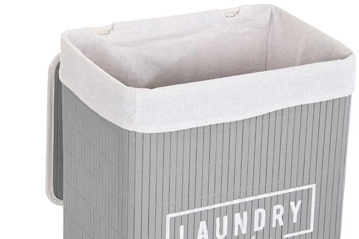 DKD Home Decor Set de 6 Cestos para la Ropa en Bambú y Poliéster Gris Oscuro