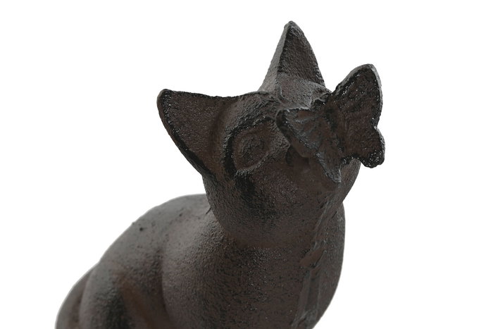 DKD Home Decor Figura Gato Hierro Colado Negro Marron 7 x 14.5 x 8 cm (2 Unidades)