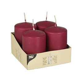 PAPSTAR Vela pilar Stumpenkerzen 8 cm bordeaux