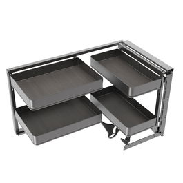 Emuca Rinconero extraíble Harmony para muebles de cocina, Derecha, Acero y Madera, Gris antracita