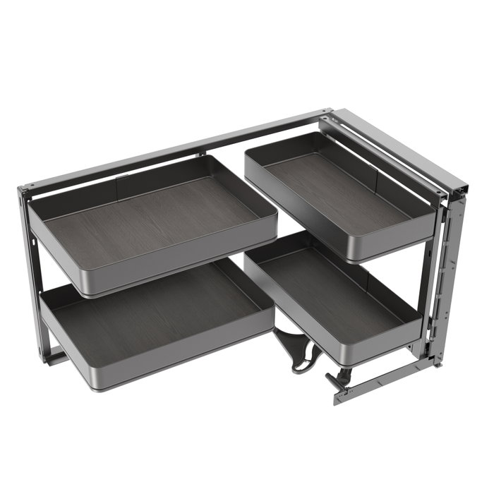 Emuca Rinconero extraíble Harmony para muebles de cocina, Derecha, Acero y Madera, Gris antracita Emuca Rinconero extraíble Harmony para muebles de cocina, Derecha, Acero y Madera, Gris antracita