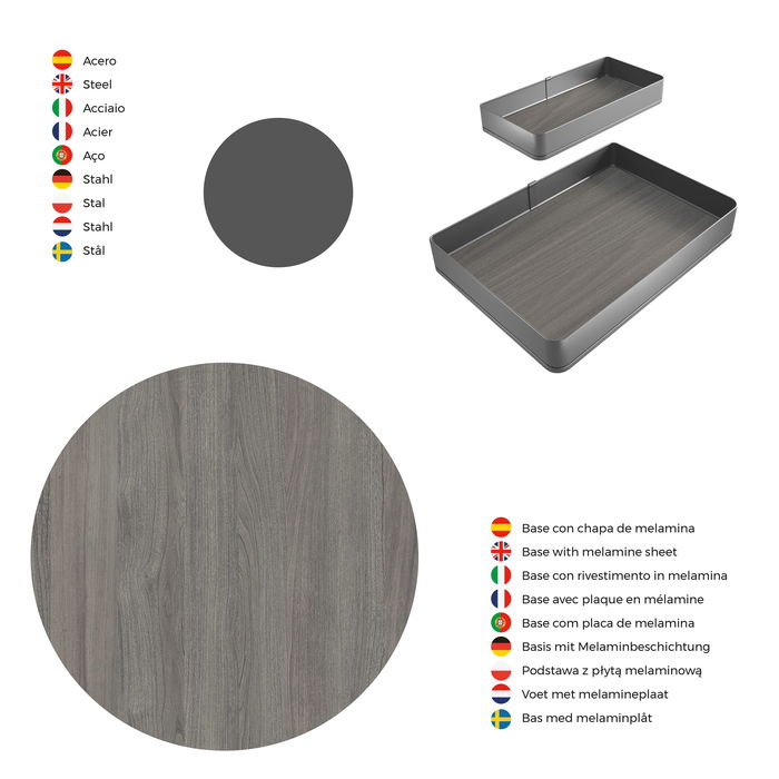 Emuca Rinconero extraíble Harmony para muebles de cocina, Derecha, Acero y Madera, Gris antracita